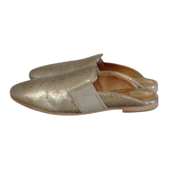 Frye Metallic Gold Leather Mule Flats Size 7.6 - Picture 6 of 10